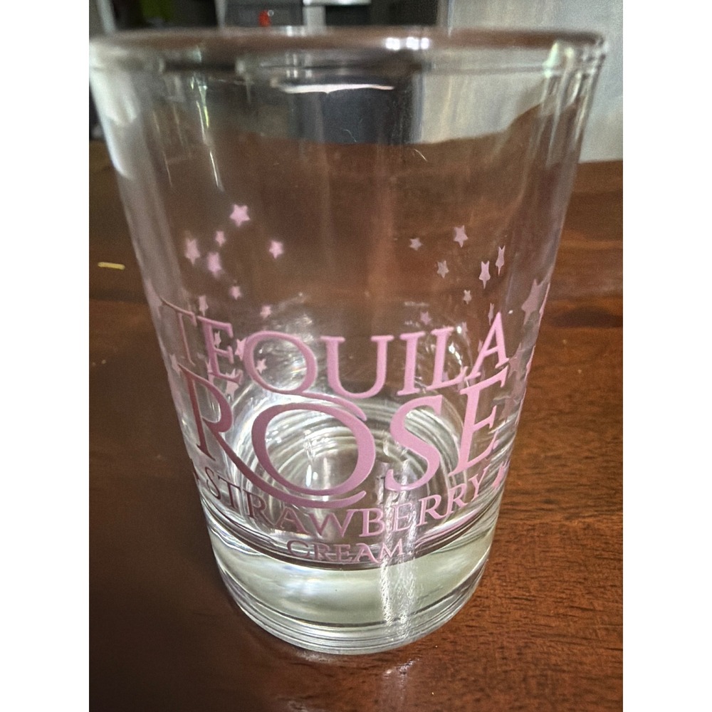 Tequila Rose Strawberry Cream Shot Glass Pink Star Logo Collectible Barware